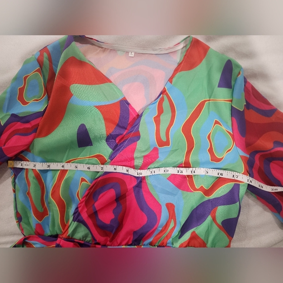 Bright colorful wrap dress size large new - Picture 5 of 5